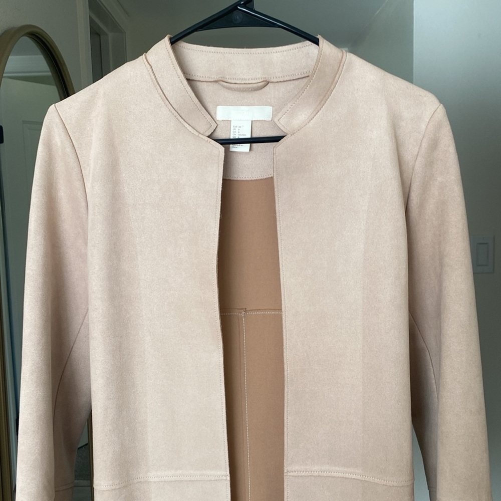 🌼 H&M Tan Longline Suede feeling/looking material Blush Coat - Picture 7 of 13